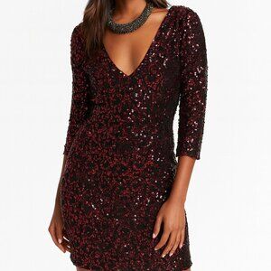 Express Bodycon Sequin Dress Fully Lined Red/Black Size 2 NWT